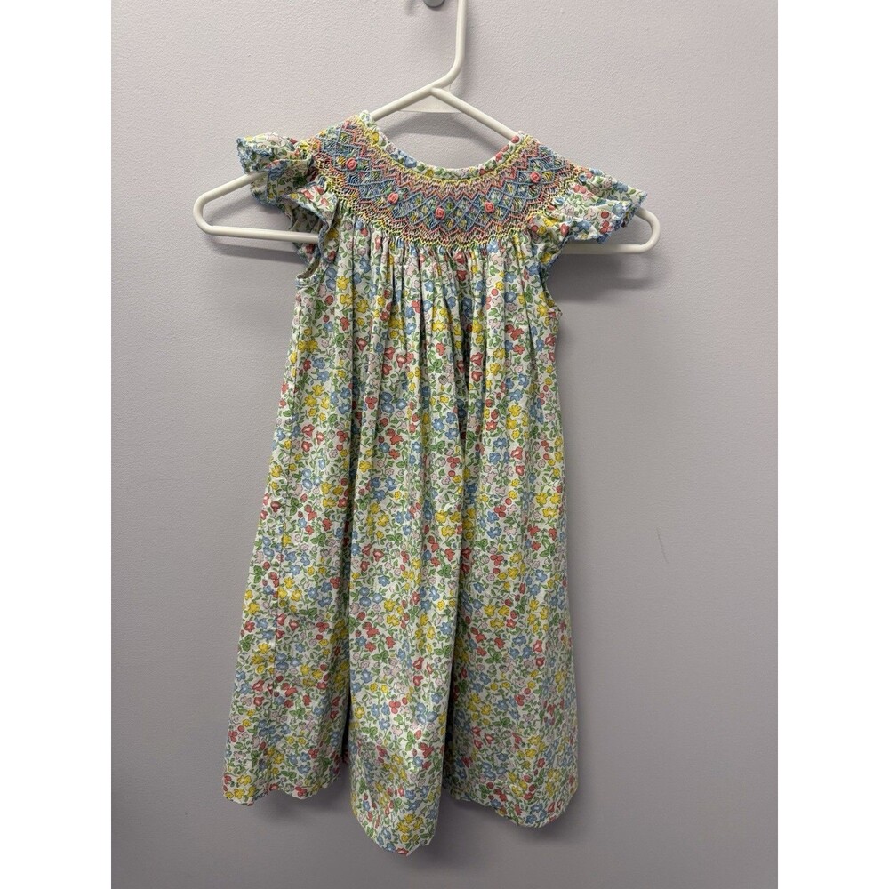 Girls Shrimp And Grits Smocked Floral Dress With Rosebuds Size 4t